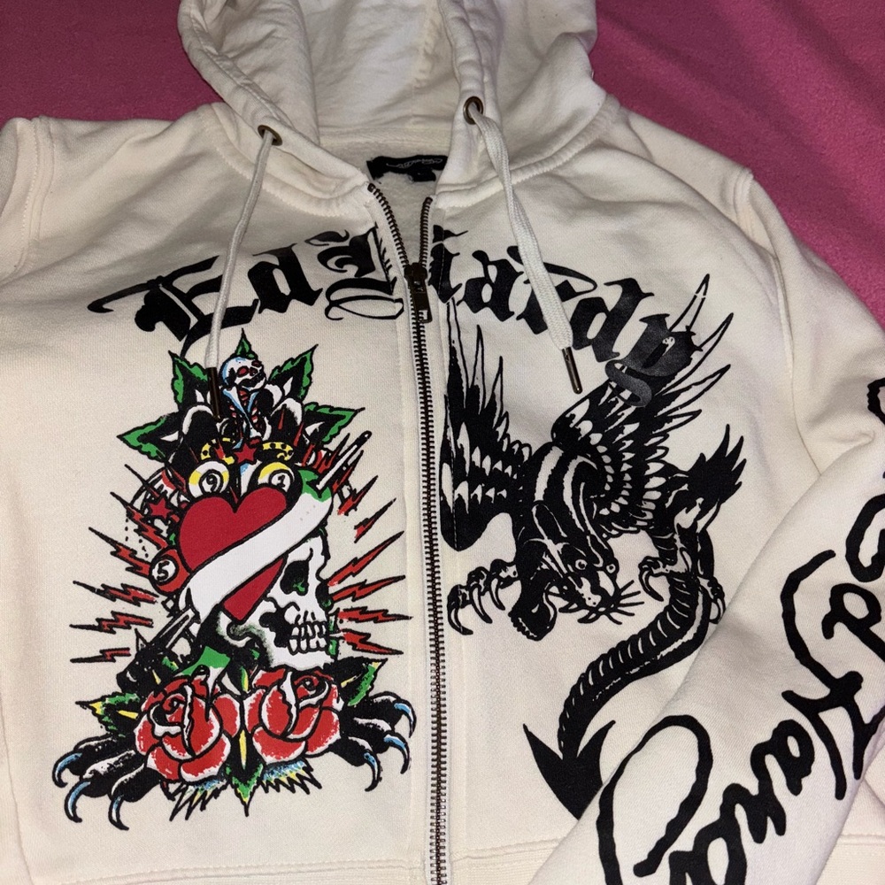 Ed Hardy White Graphic Jogging Suit Set